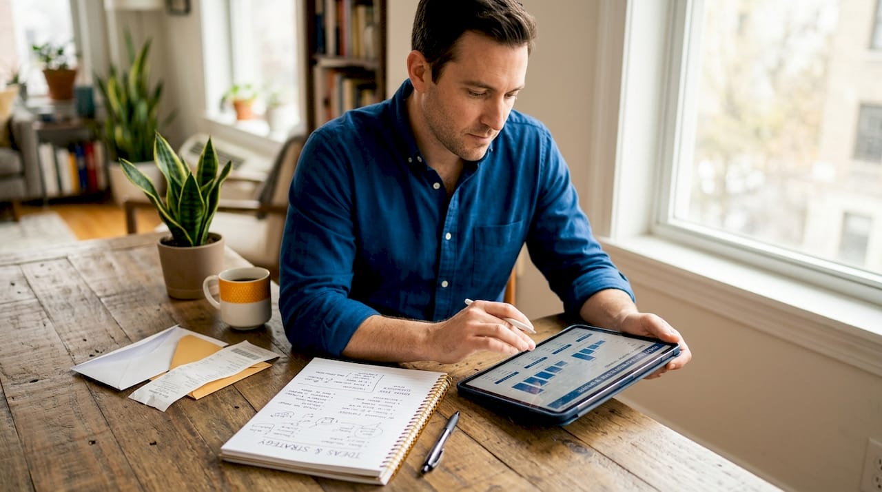 Reviewing online marketing results at home