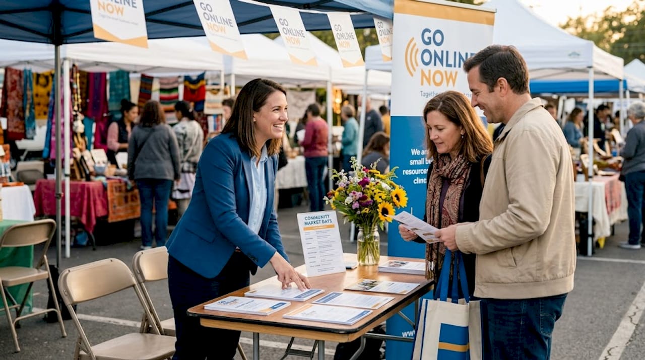 Business owner building brand at event