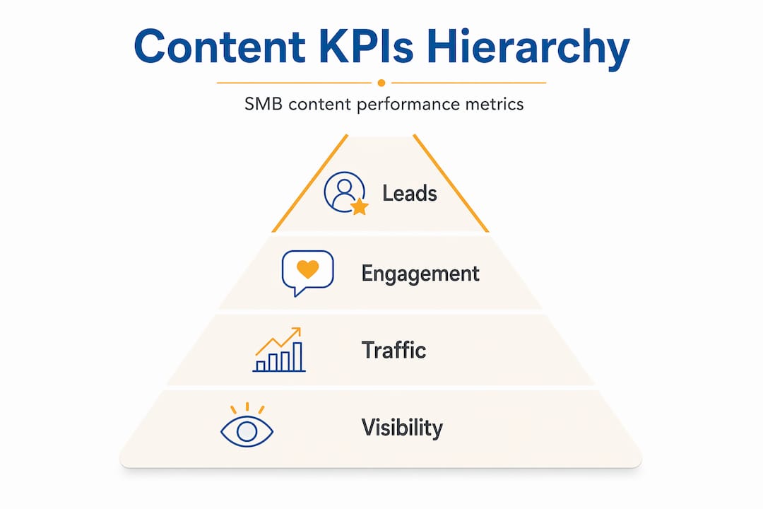 Infographic showing SMB content KPI pyramid