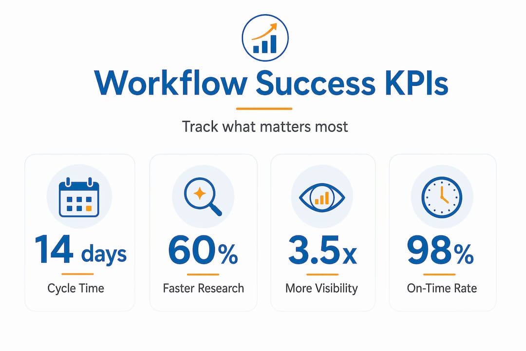 Infographic with workflow KPI metrics for SMBs