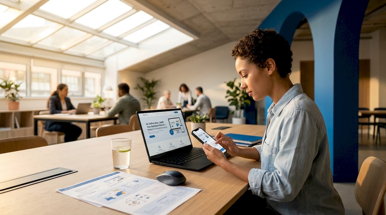 Marketer testing website responsiveness on devices