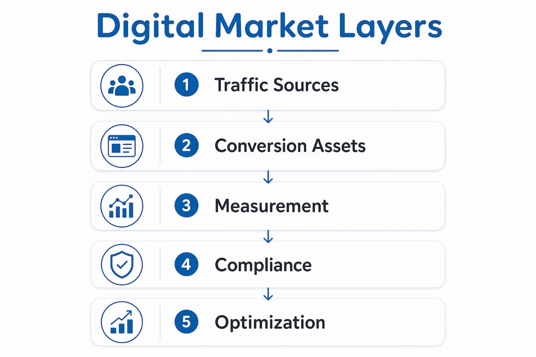 Infographic showing digital marketing ecosystem layers