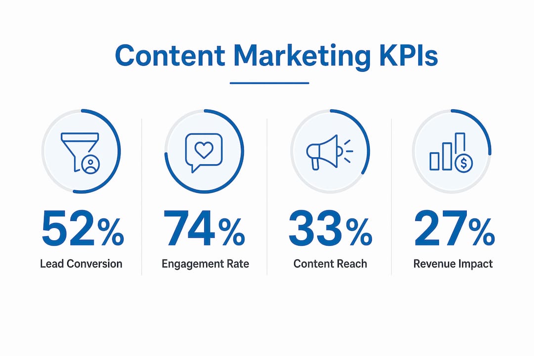 Infographic showing key performance indicators for content marketing executives