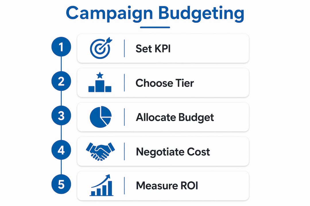 Infographic showing influencer campaign budgeting steps