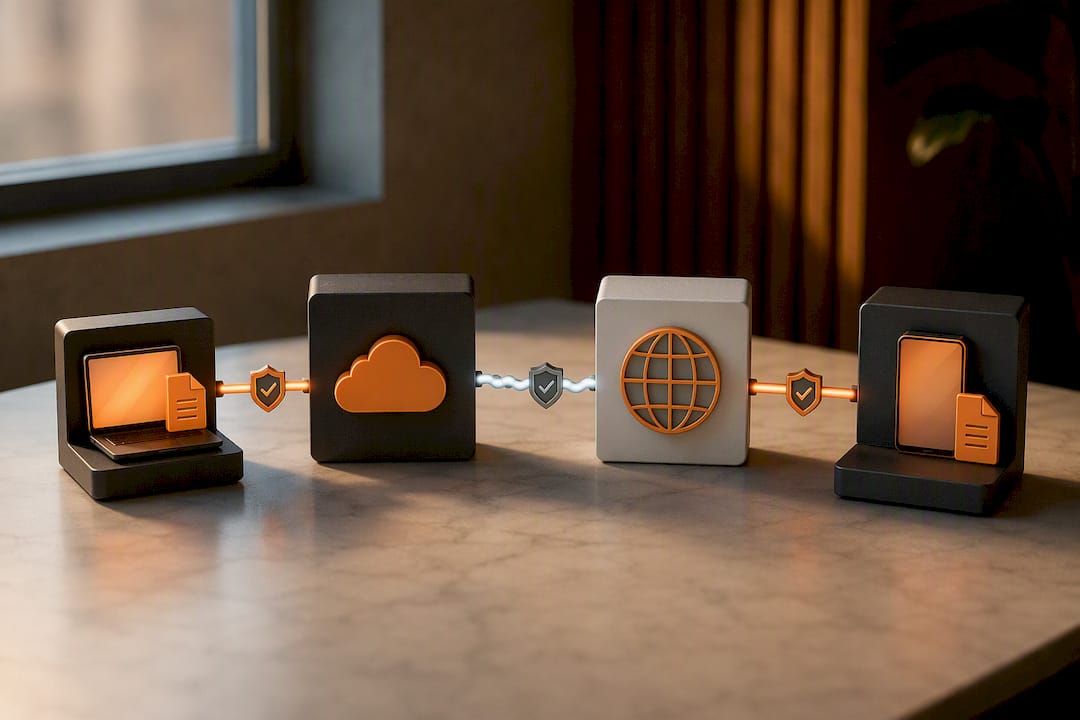 Four-stage file access security chain