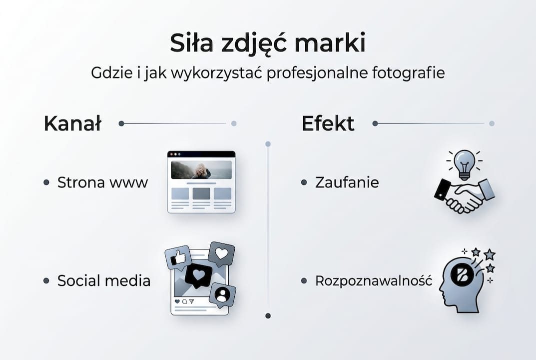 Infografika prezentująca sposoby wykorzystania różnych kanałów oraz efekty zdjęć związanych z marką