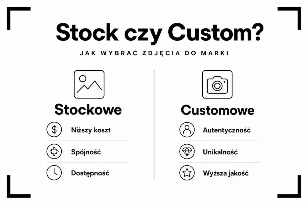 Infografika: zdjęcia stockowe kontra fotografie na zamówienie – plusy i minusy obu rozwiązań