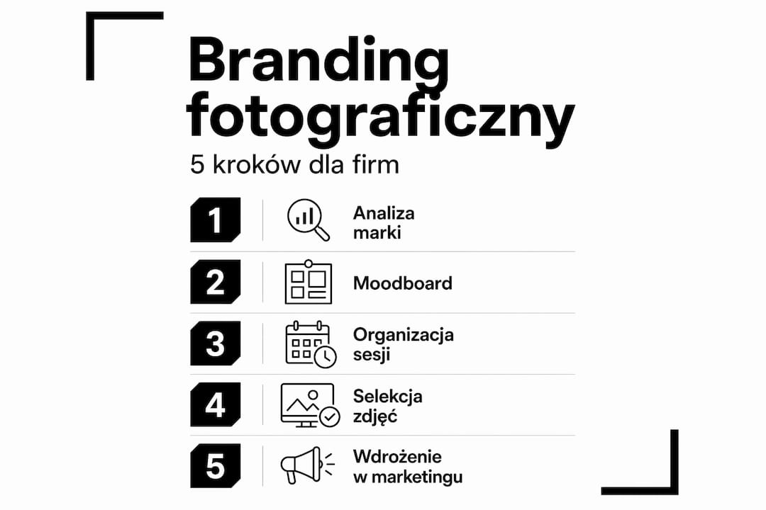 Infografika przedstawiająca 5 kluczowych etapów budowania marki fotografa