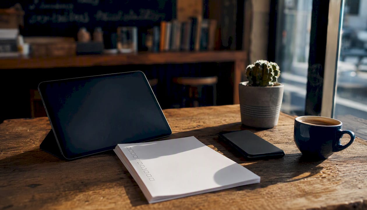 Workspace with onboarding checklist and phone