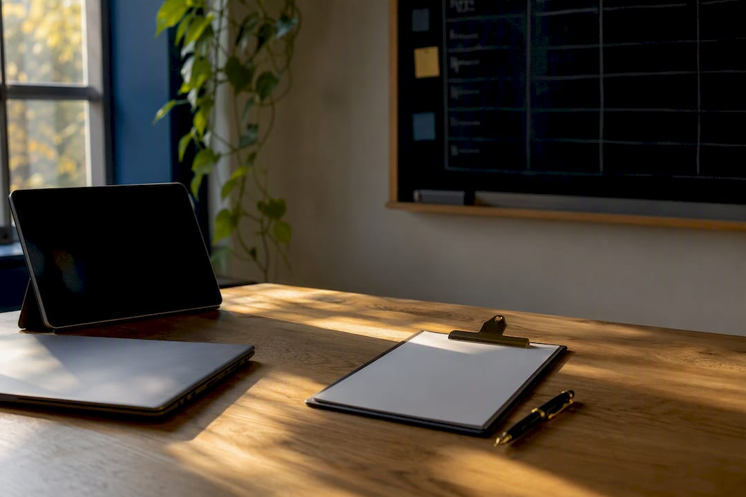 Work desk with project and program management tools