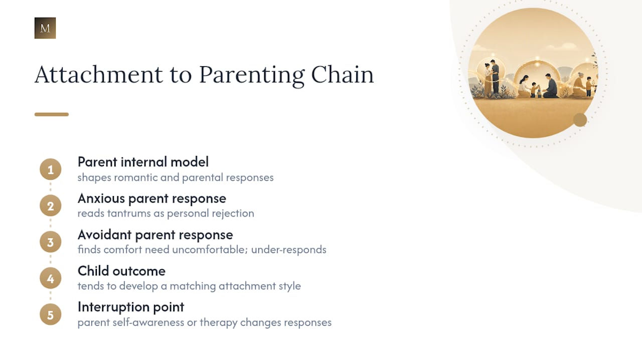 How does attachment style carry into parenting? — overview diagram