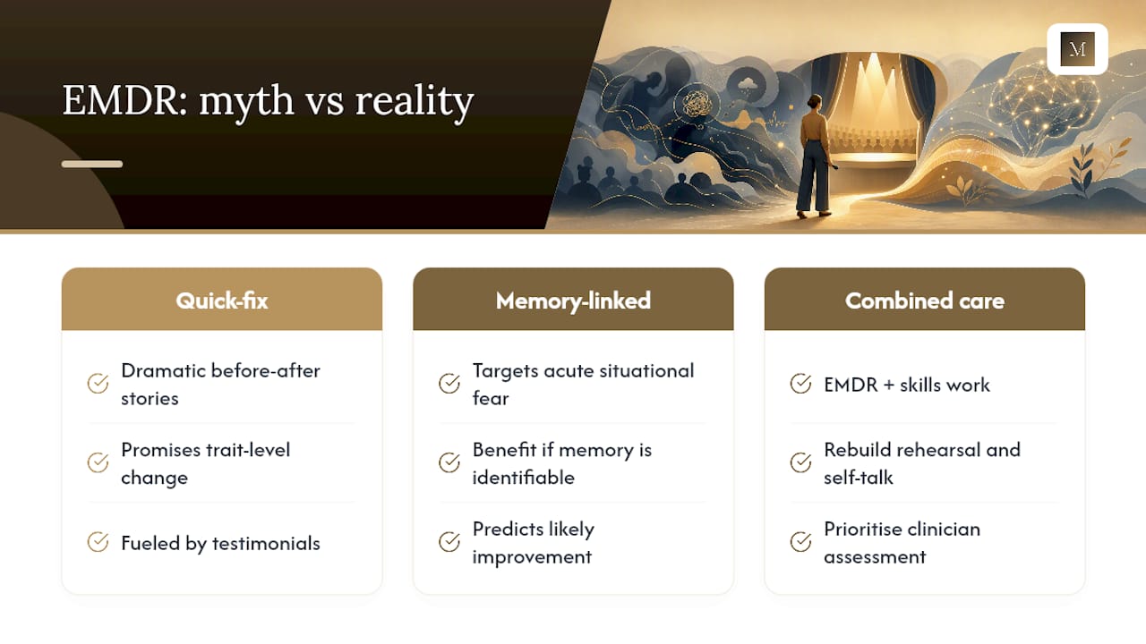 Why the "quick fix" narrative around EMDR misses the point — overview diagram