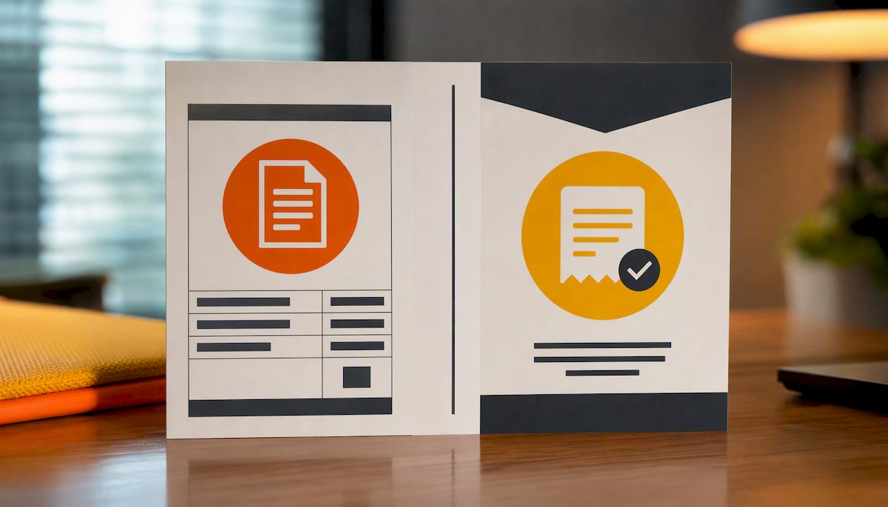 Illustration distinguishing invoice from receipt