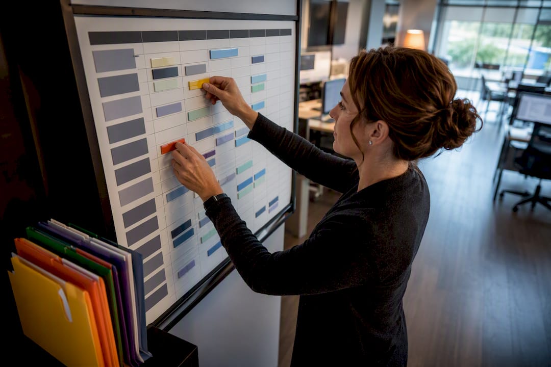 Coordinator organizing home care shift schedule