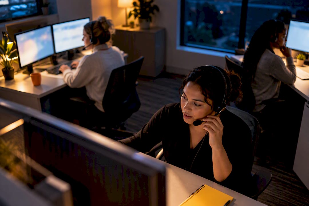 Home care team coordinating overnight phone coverage