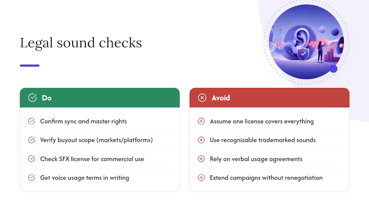 Legal and Copyright Considerations in Sound Design for Ads — overview diagram