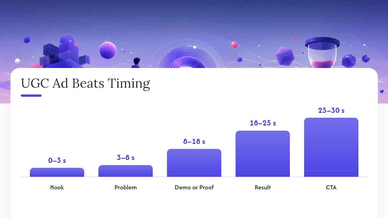 Five sequential beats of a UGC ad script