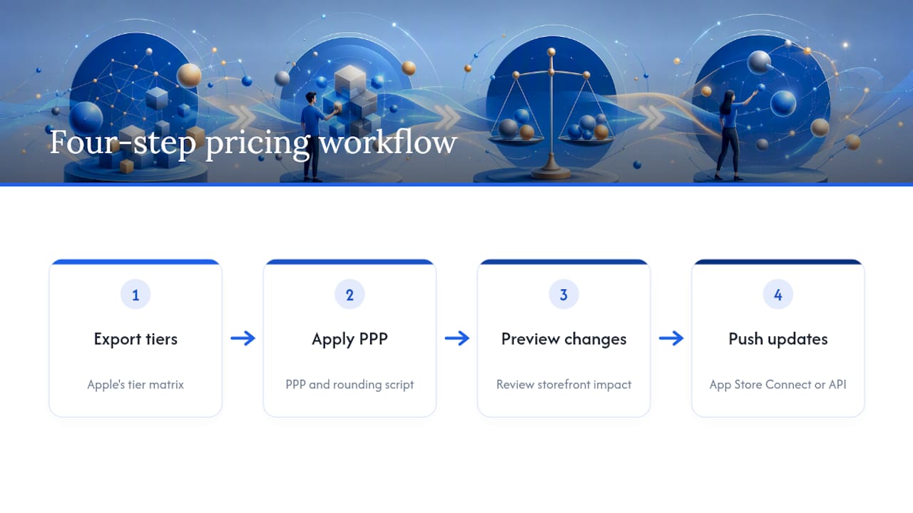 Four-step app pricing automation workflow