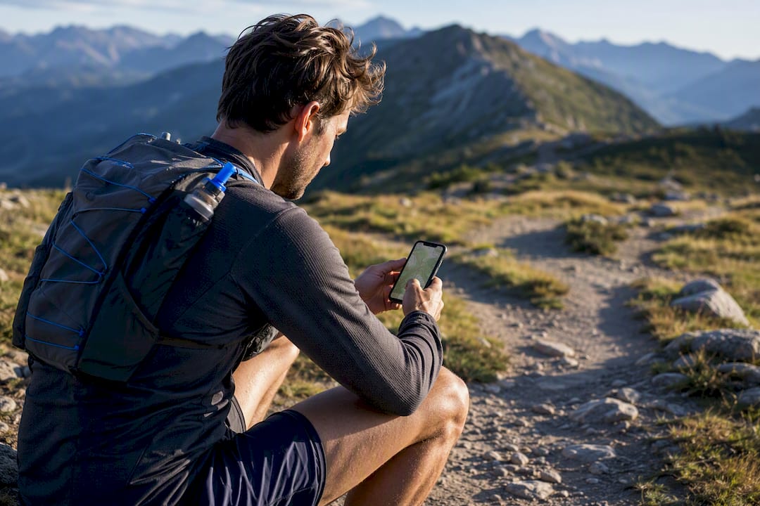 Runner using offline trail navigation