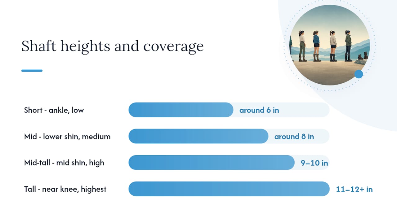 Comparison of combat boot shaft height ranges and uses