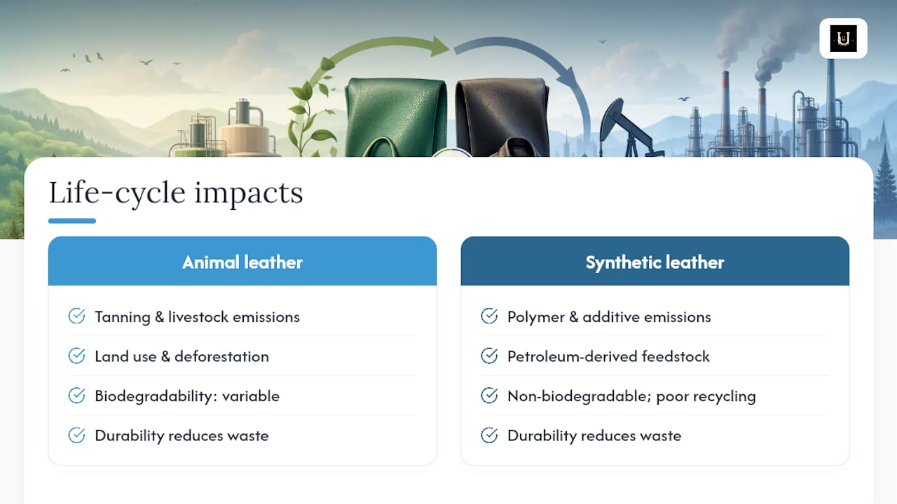 Comparison of environmental footprints of leather and synthetic leather