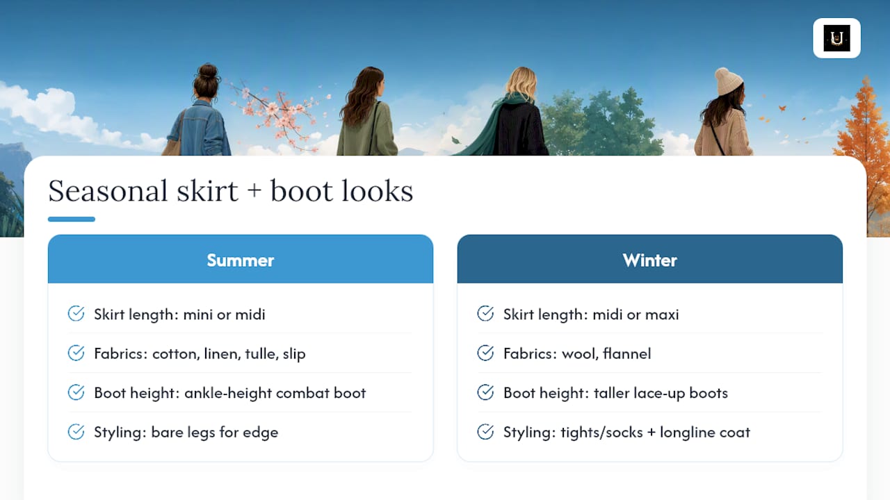 Seasonal Styling: Summer vs. Winter Skirt-and-Boot Looks — overview diagram