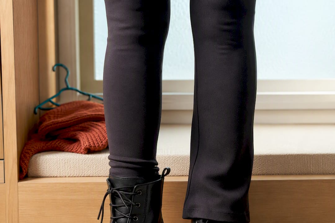 Contrasting leggings tuck and over-boot styling