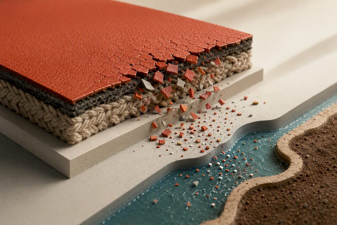 Illustration of coating breaking into microplastics