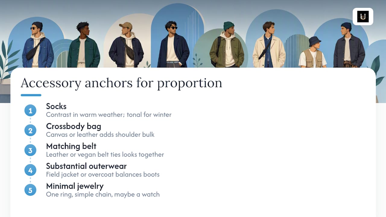 Accessory anchors for combat boot outfits