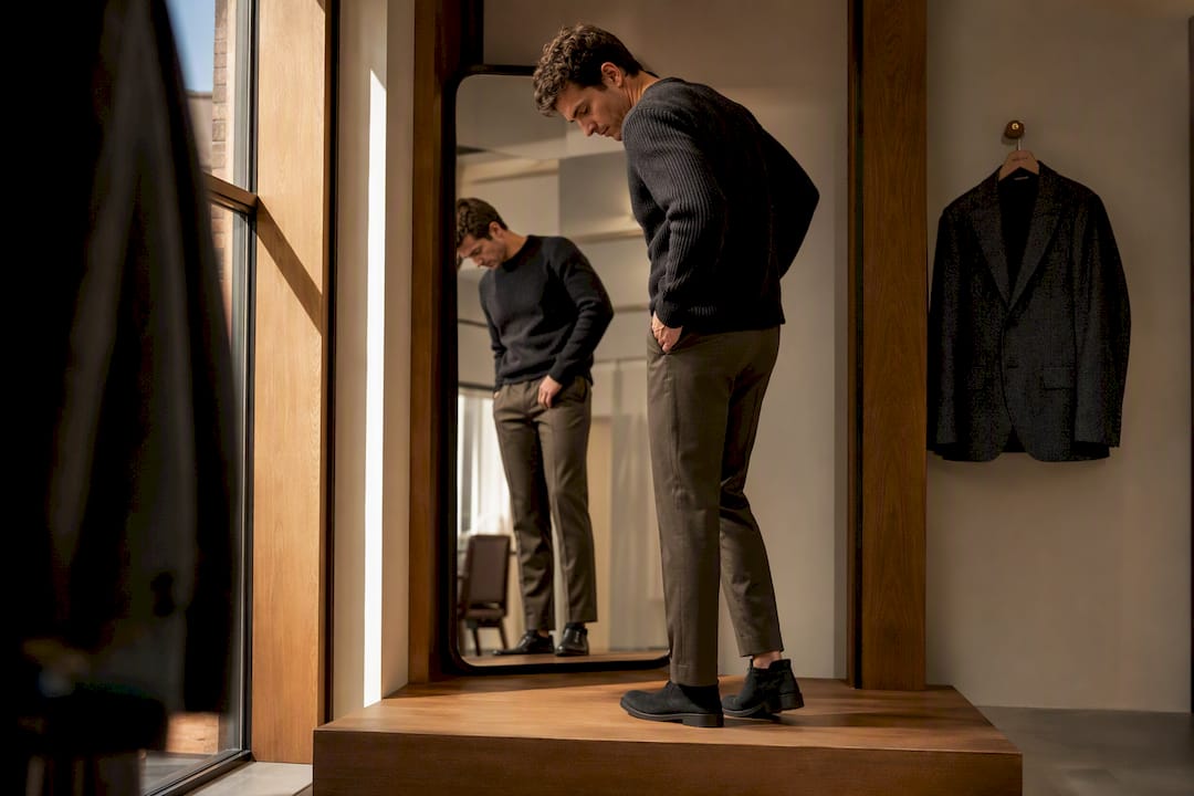 Trouser hem above boot collar