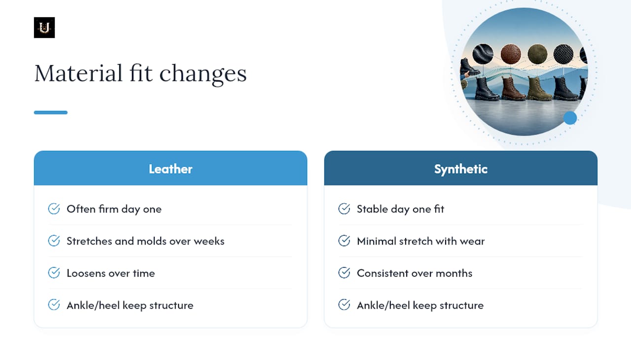 Leather and synthetic boot fit comparison
