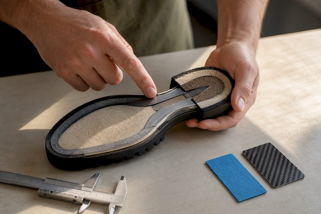 Technician examining hidden boot shank