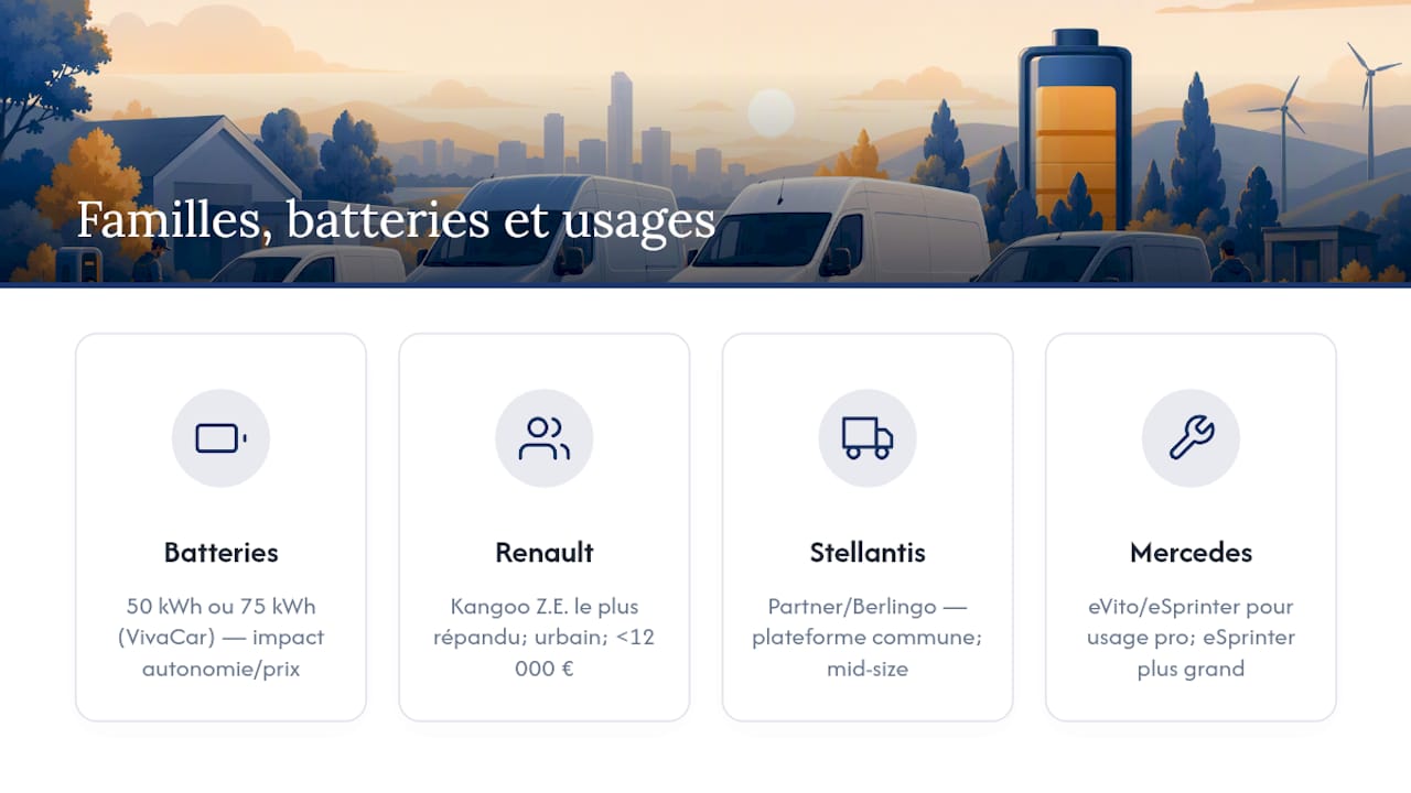 Schéma comparatif des capacités de batteries selon les différentes catégories de véhicules