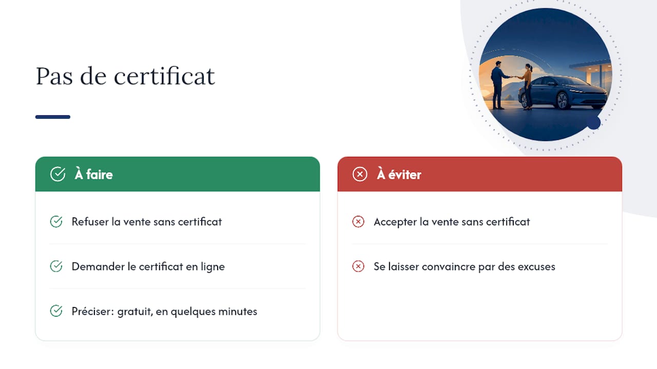 Que faire si le vendeur n'a pas de certificat de non-gage ? — overview diagram