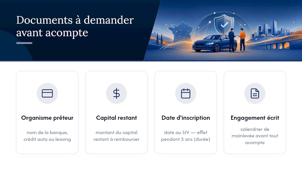 Informations à demander en cas de nantissement