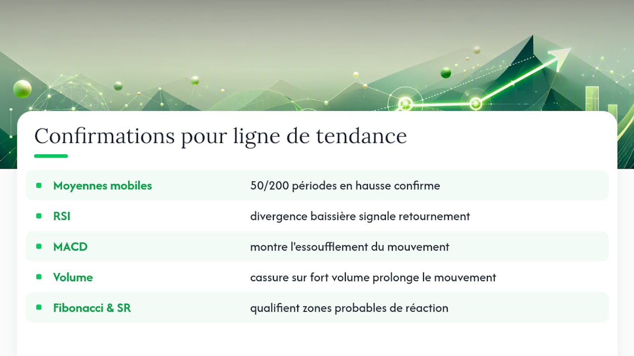 Indicateurs validant une ligne de tendance
