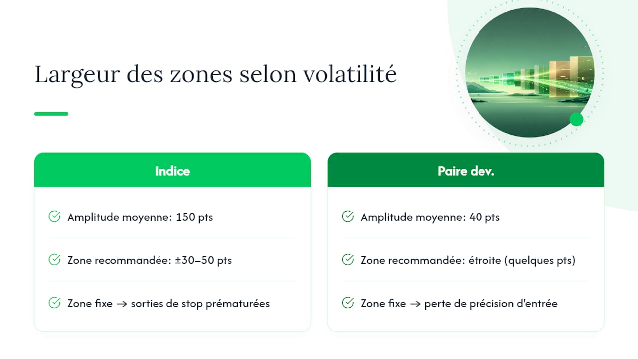 Largeur des zones ajustée en fonction de la volatilité