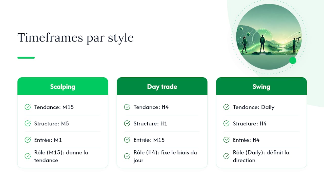 Comparaison des temporalités selon trois styles de trading
