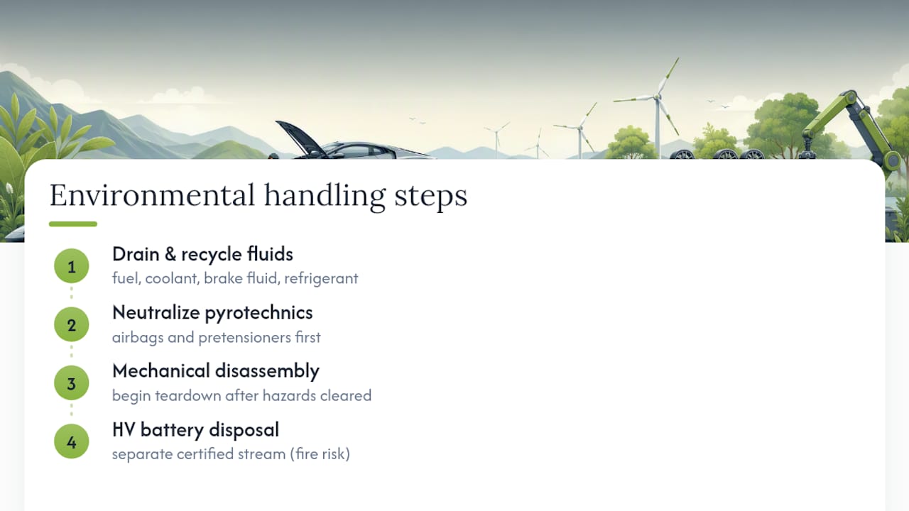 Sequential environmental compliance steps for dismantling