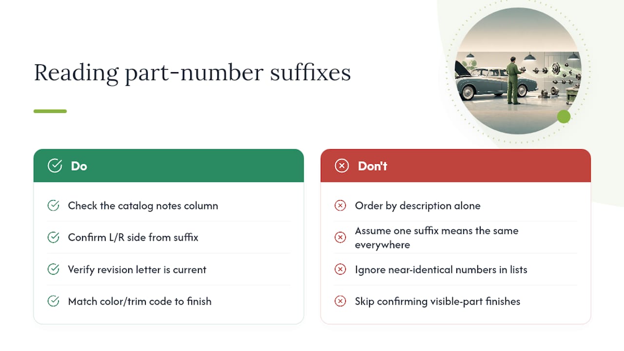 Common Prefixes and Suffixes in Part Numbers and Their Meanings — overview diagram