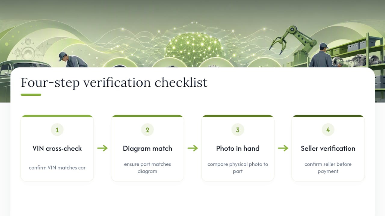 Four-step automotive part verification checklist