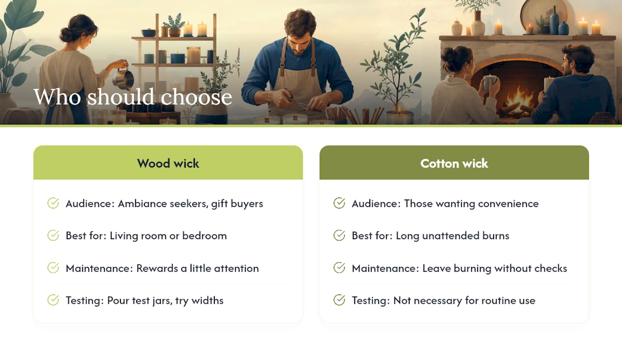Who Should Choose a Crackling Wood Wick — overview diagram