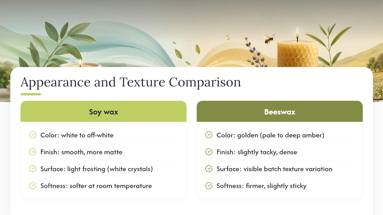Soy and beeswax appearance comparison diagram