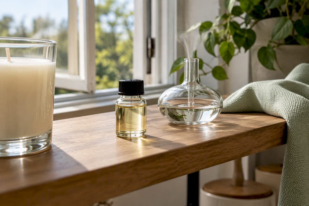 Fragrance oil and ventilated candle testing area