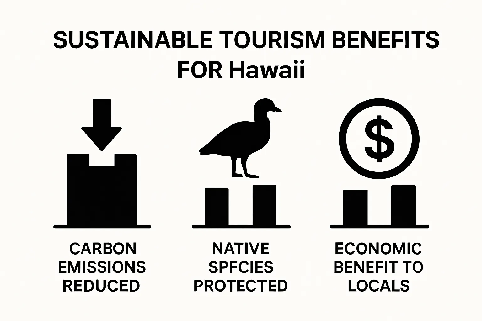 Infographic showing three key benefits of sustainable tourism in Hawaii