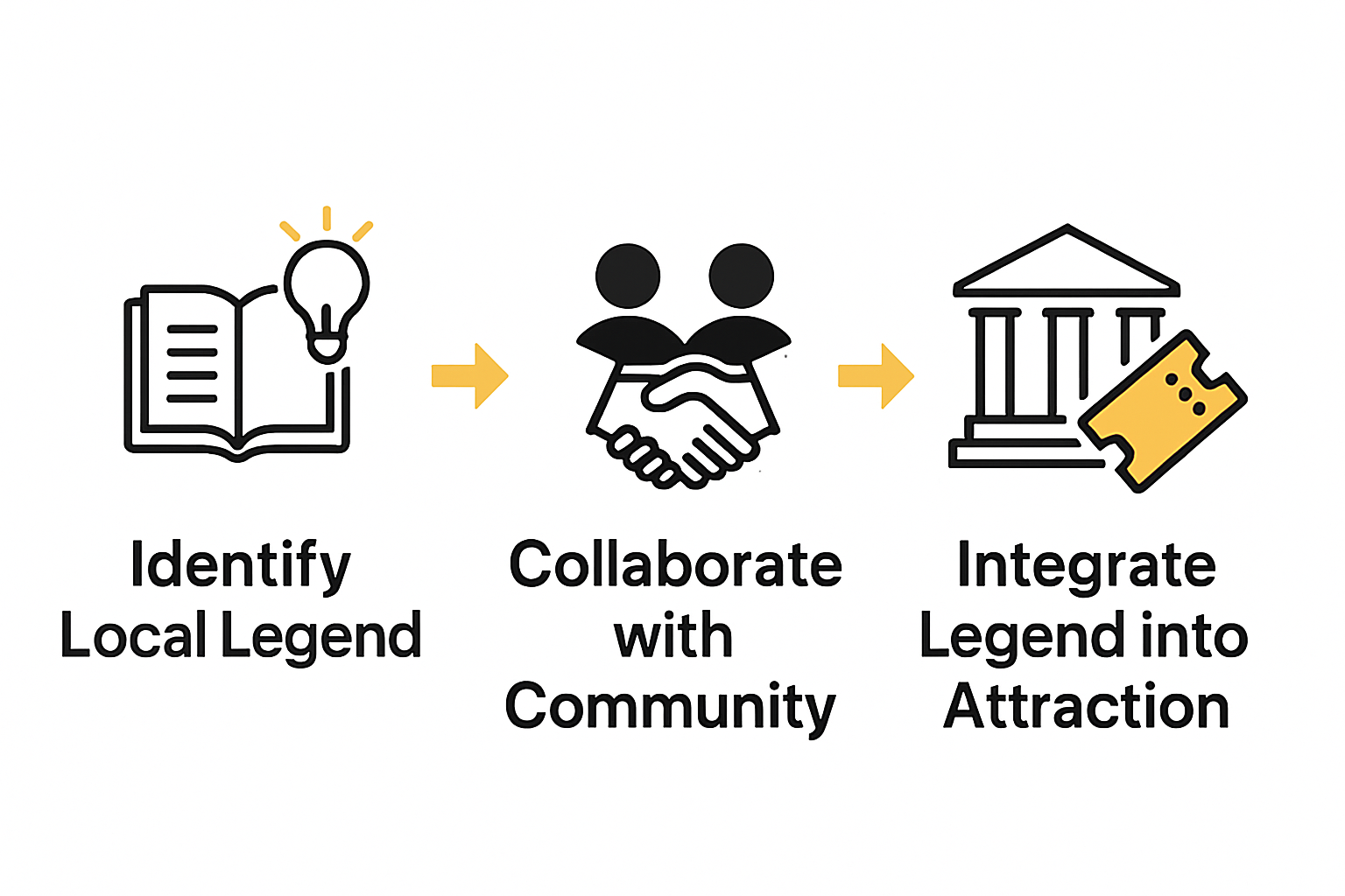 Infographic showing steps to add local legends to attractions