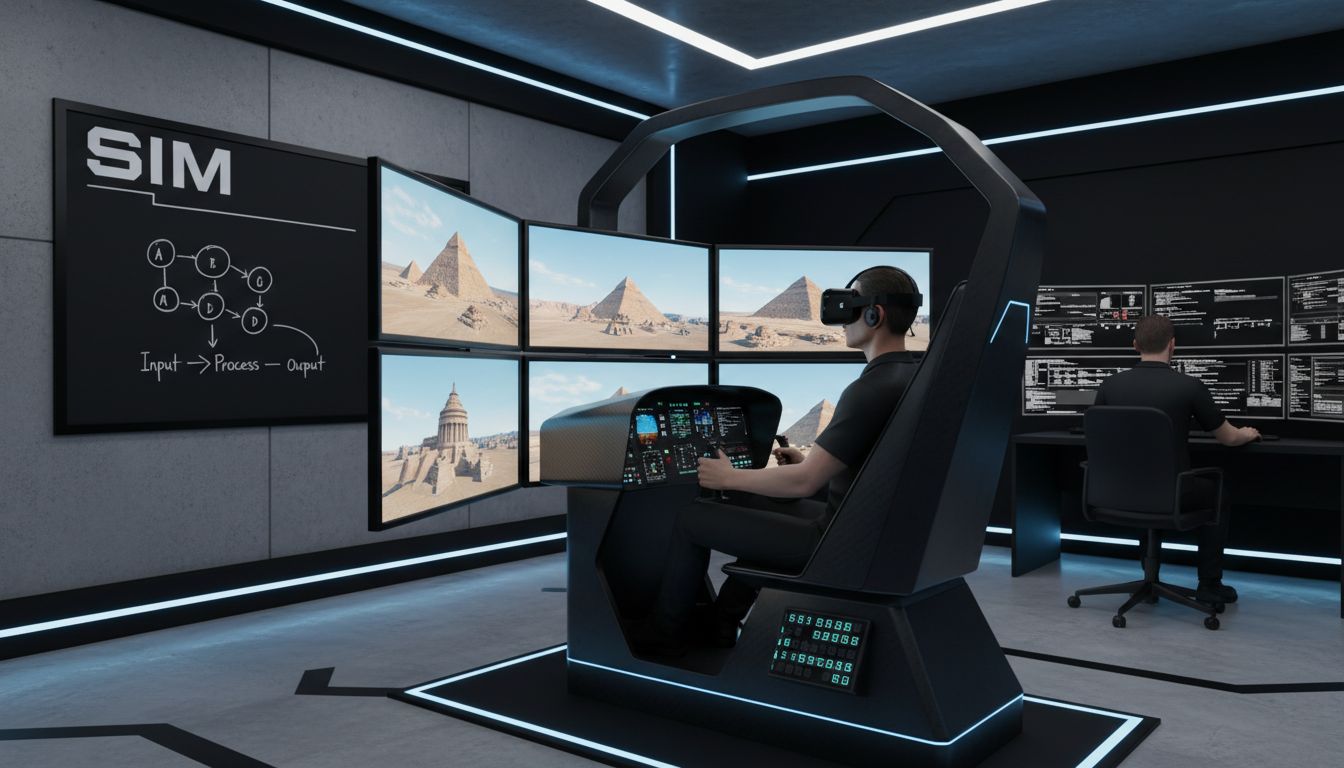 Participant experiencing helicopter simulation ride