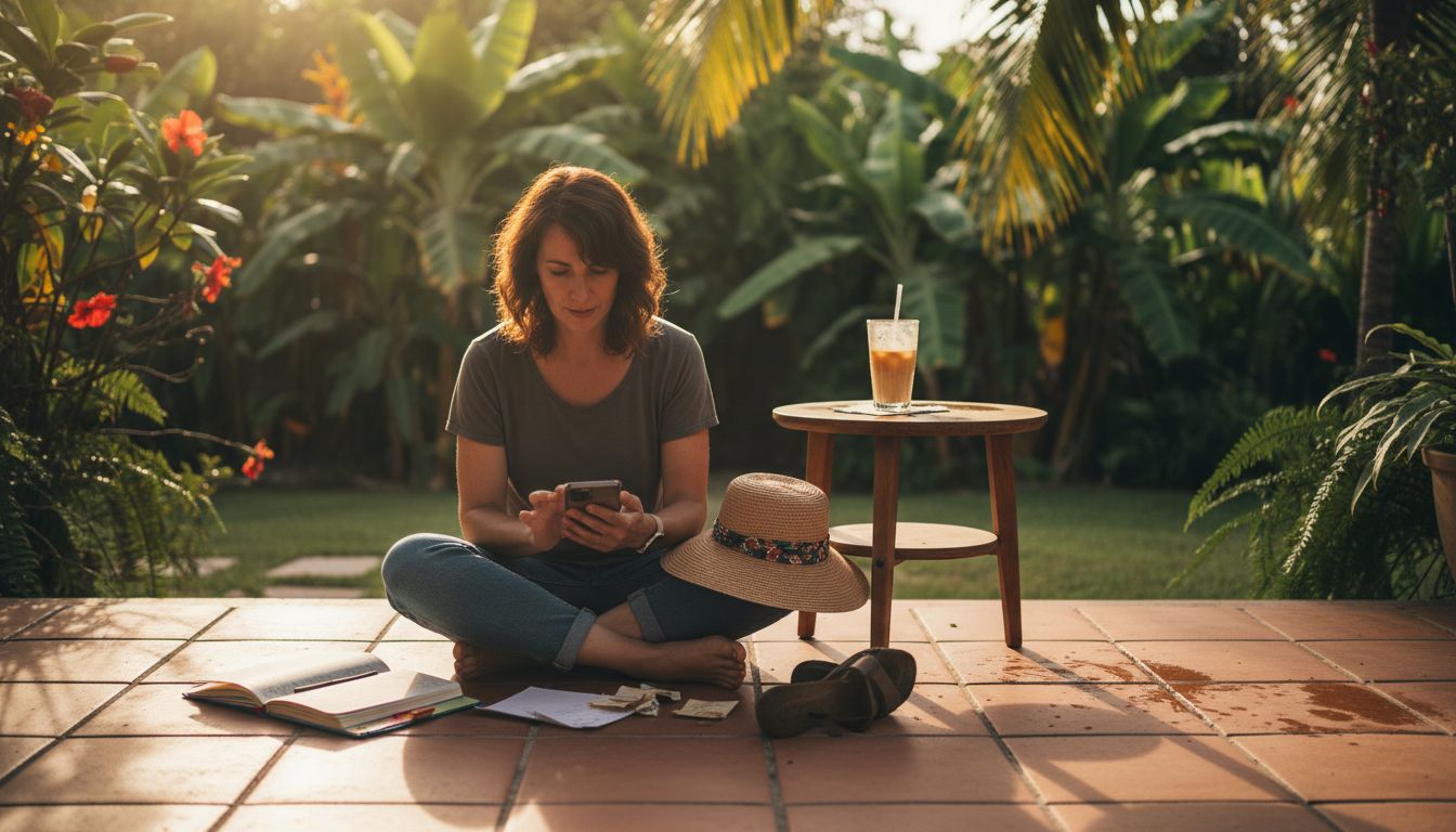 Traveler planning Hawaii trip on smartphone