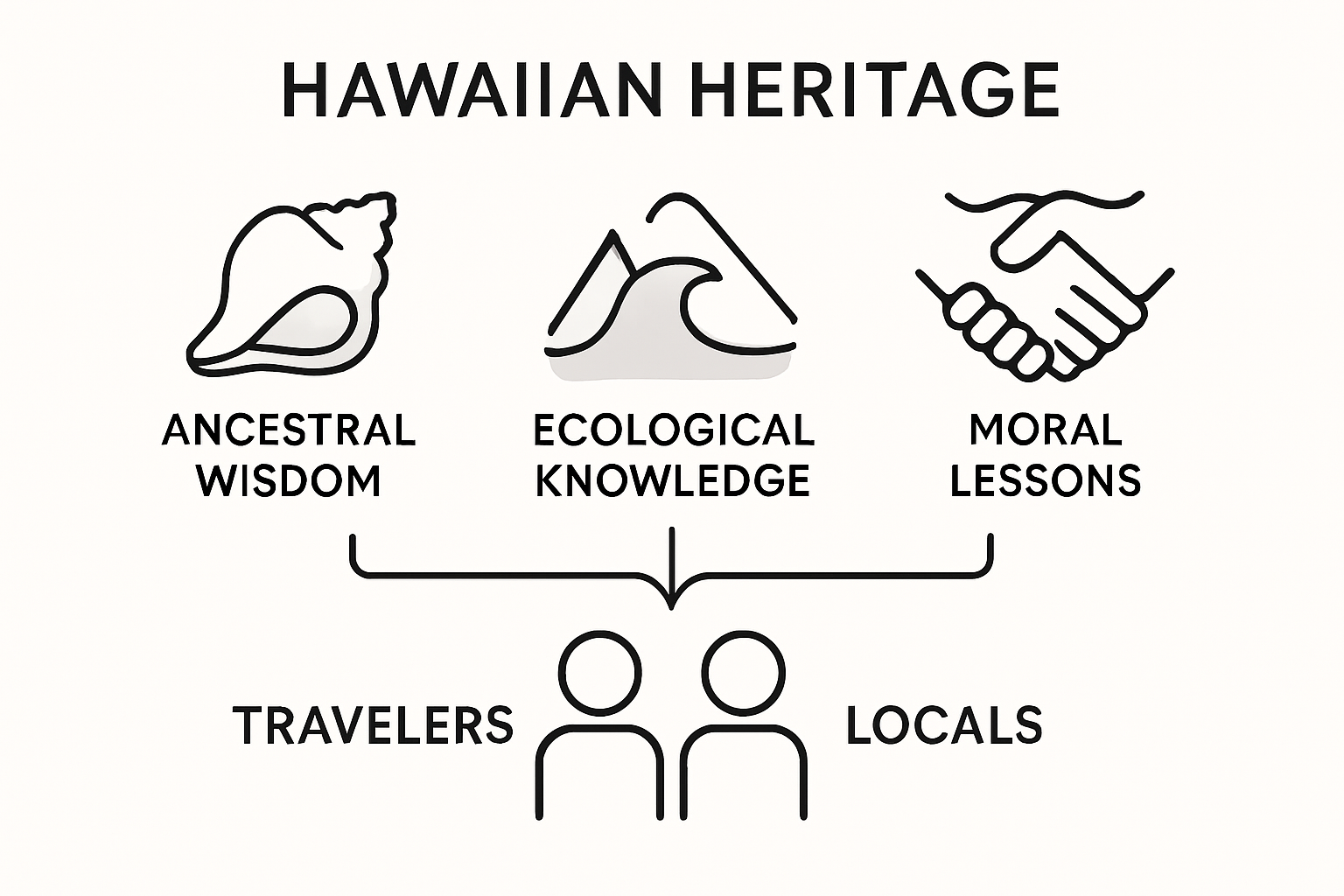 Infographic core themes of Hawaiian storytelling