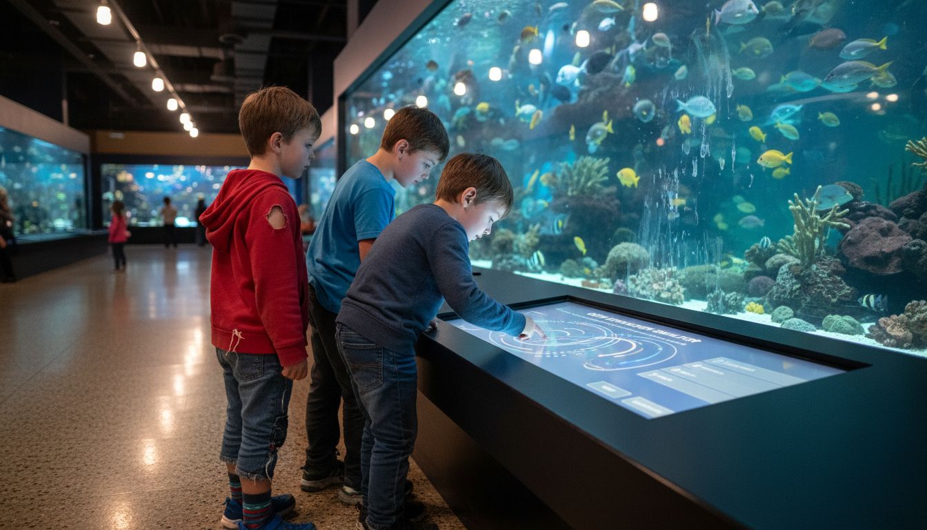Kids engaged at science museum exhibit